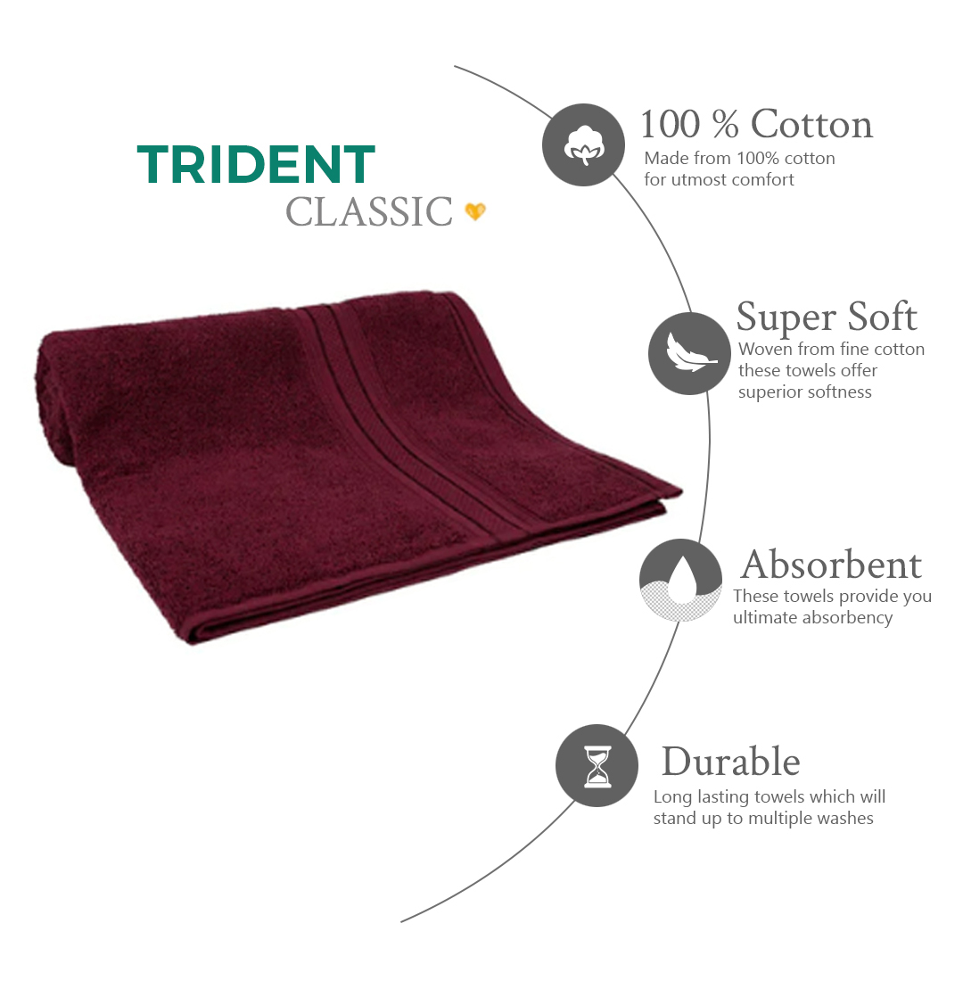 CLASSIC HAND TOWEL Set, 100% Cotton, 525 GSM, Super Soft FIG WINE (40 cm × 60 cm)